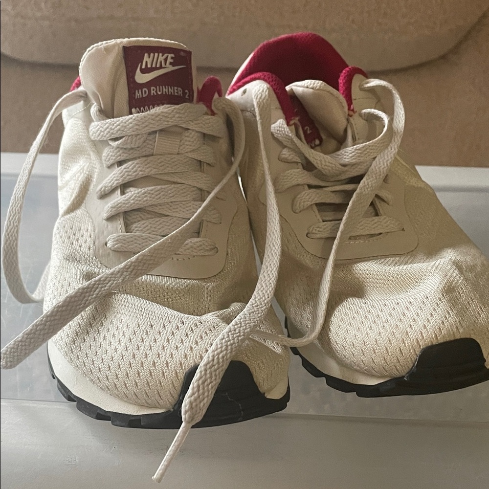 Nike MD Runner 2 Cream and Red Sneakers